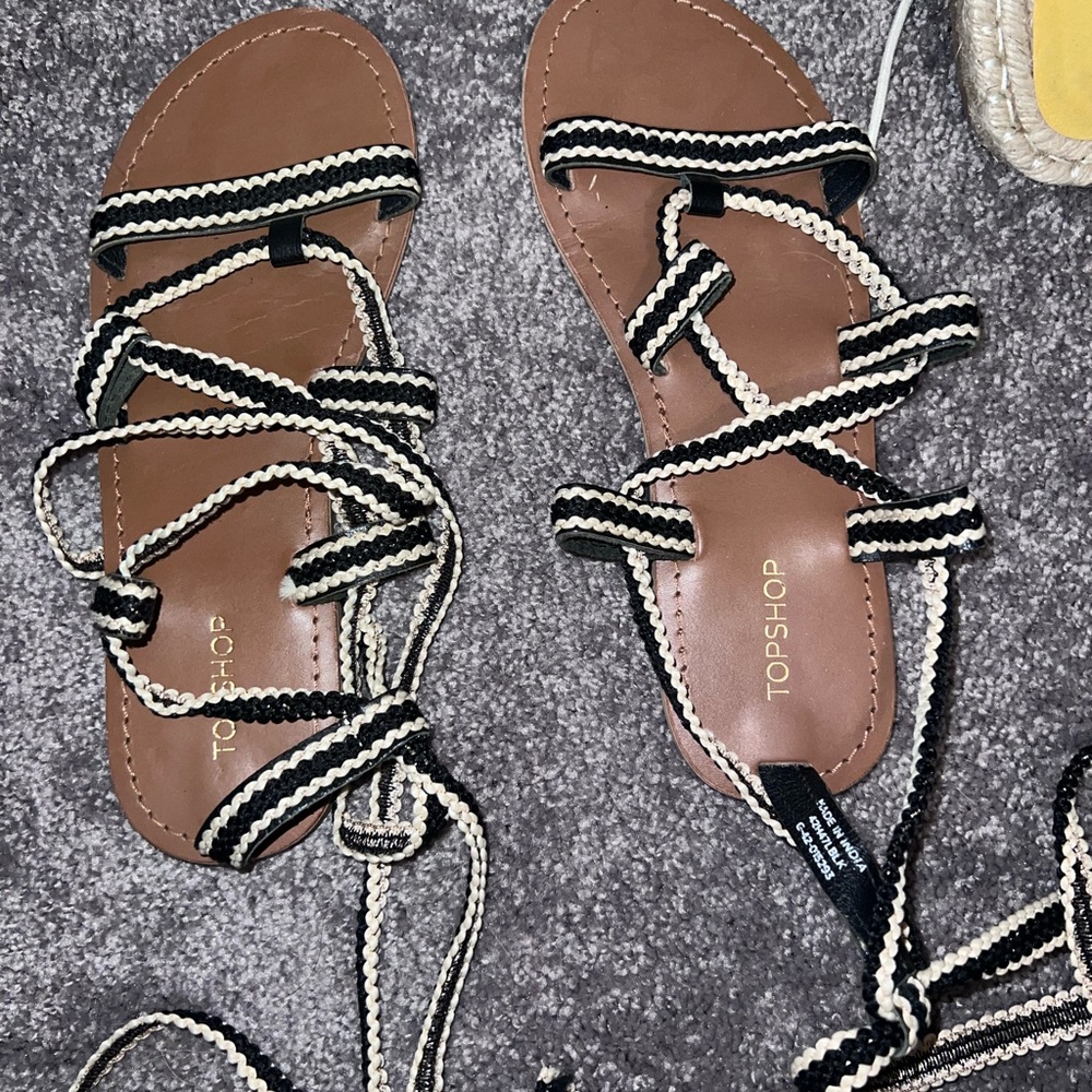 Topshop Black and Cream Strappy Sandals